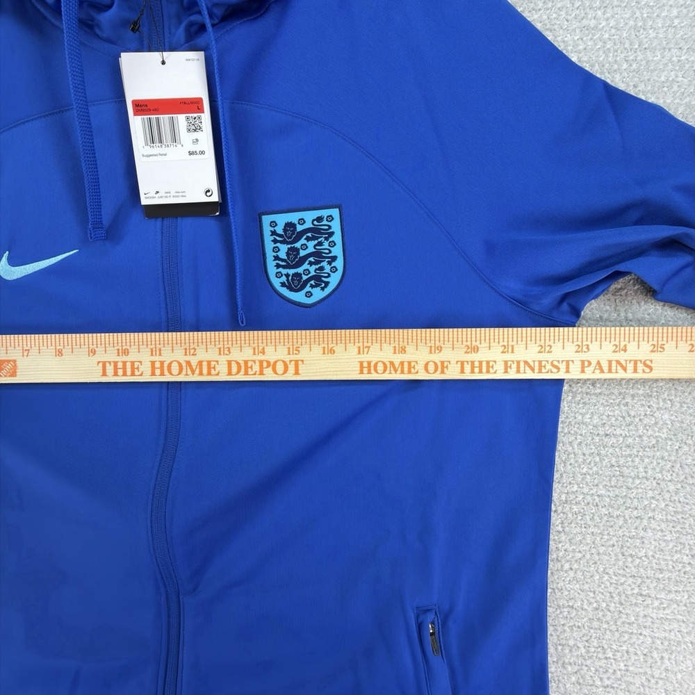 Nike England Strike Hooded Track Jacket Mens Large Blue Full Zip Slim Fit Soccer - Picture 15 of 16